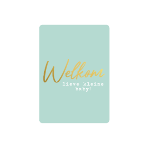 Wenskaart klein 'Welkom lieve kleine baby' (Afmeting 7.8 x 10.5 cm)
