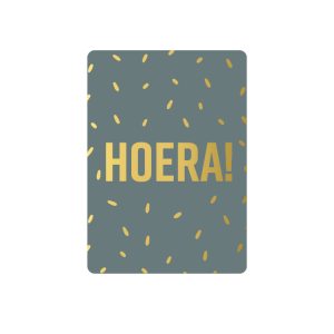 Wenskaart klein `Hoera` (Afmeting 7.8 x 10.5 cm)