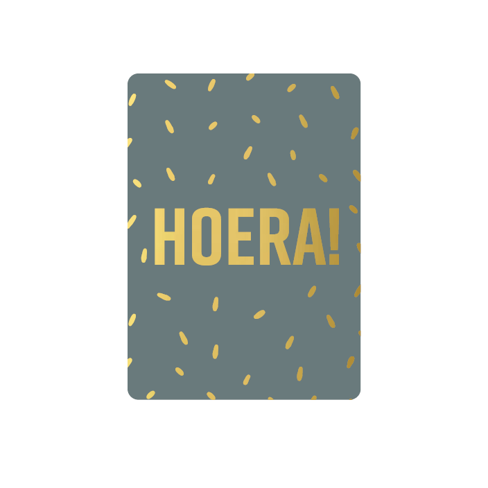 Wenskaart klein `Hoera` (Afmeting 7.8 x 10.5 cm)