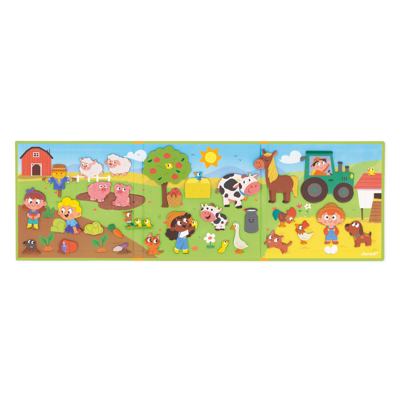 Janod boerderij magnetenboek: uitklapbaar decor + veel magneten voor fantasierijk spel.