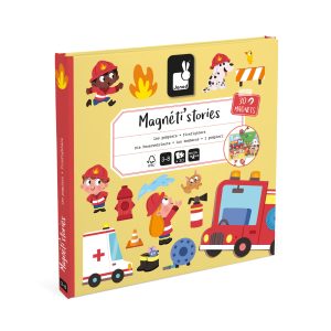 Brandweer magneetboek van Janod met 30 magneten – stimuleert fantasie en rollenspel.