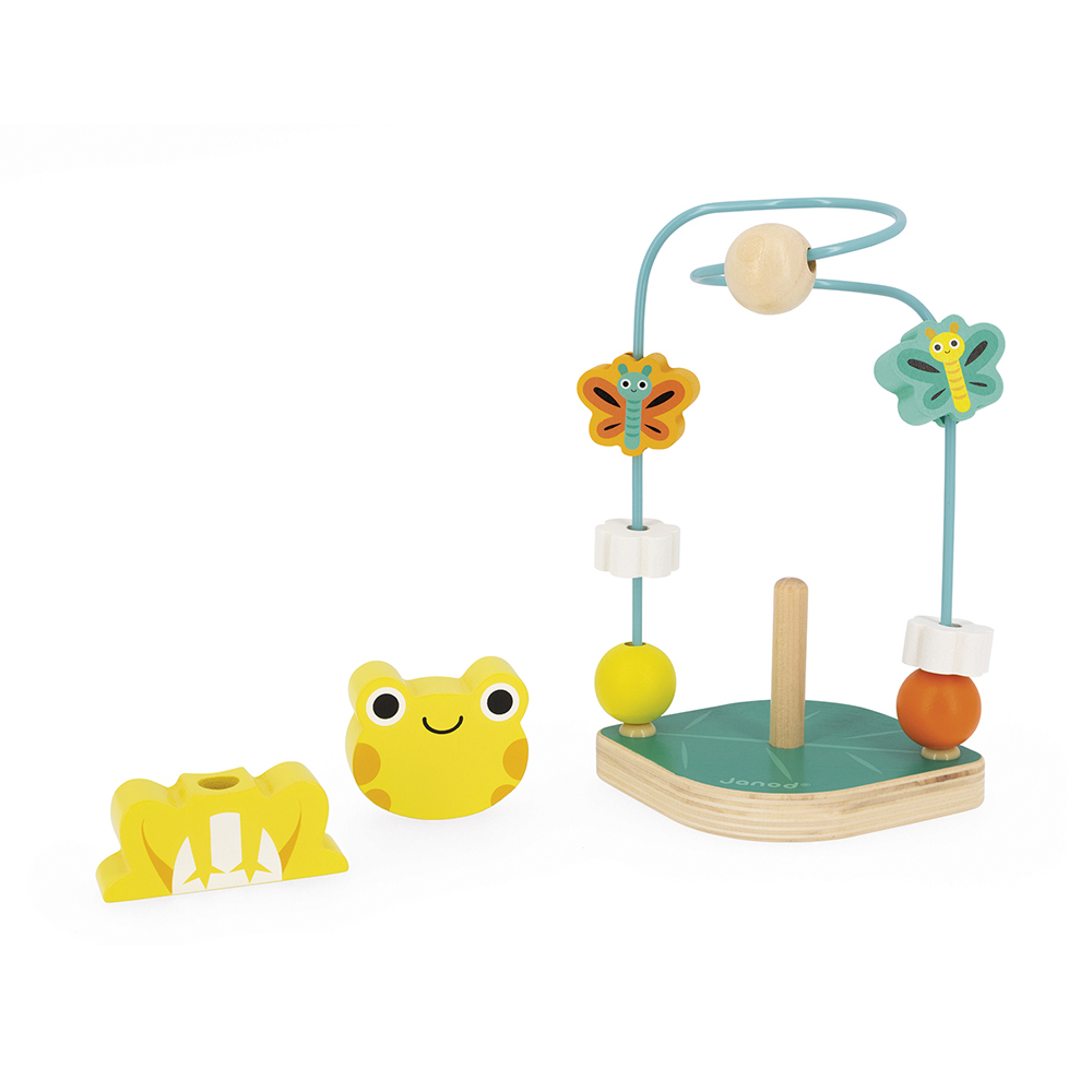 De tropische Janod kikker met parelstructuur stimuleert zintuigen en spel. Bekijk dit lieve nieuwe item bij Moonwoods.