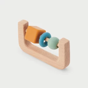 Tickit silisoft houten rammelaar, geschikt voor zintuiglijke ontwikkeling vanaf de geboorte