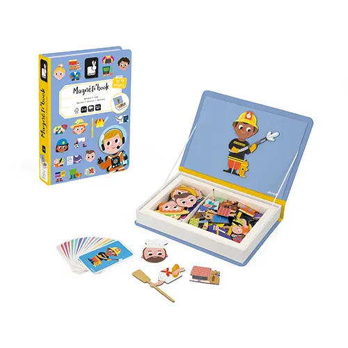 Het Janod Magneetboek Beroepen is duurzaam, compact en leerzaam. Een ideaal cadeau voor kinderen vanaf 3 jaar.