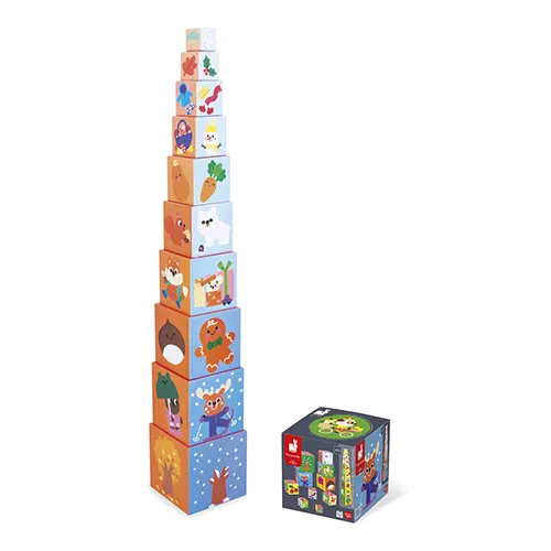 Ontdek de 4 seizoenen stapeltoren van Janod bij Moonwoods. Een superleuk kraamcadeau