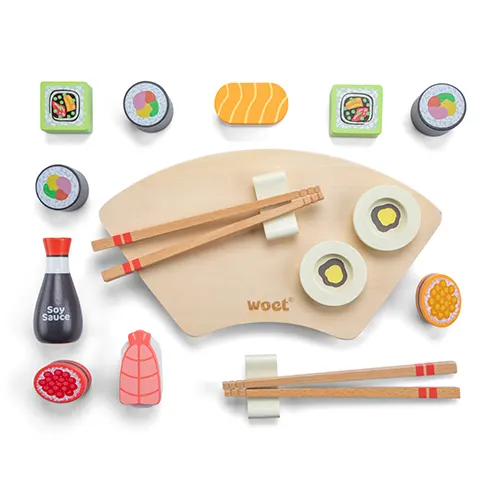 Serveer Japanse hapjes zoals een maki of nigiri met deze houten speelset. Superleuk rollenspel voor jouw kindje